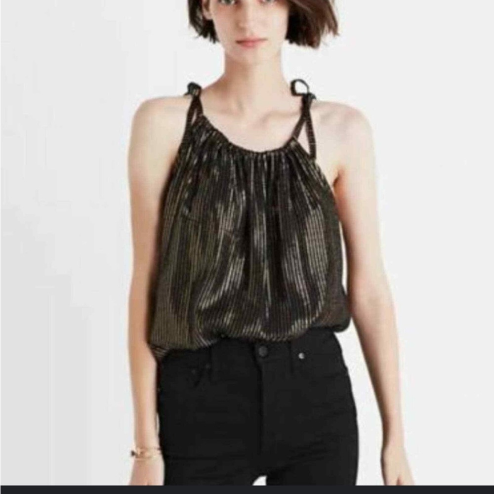 NWT Madewell black metallic striped top
